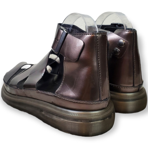 Dr. Martens CLARISSA METALLIC LEATHER SANDALS Pewter Spectra Patent 10 - Picture 5 of 10